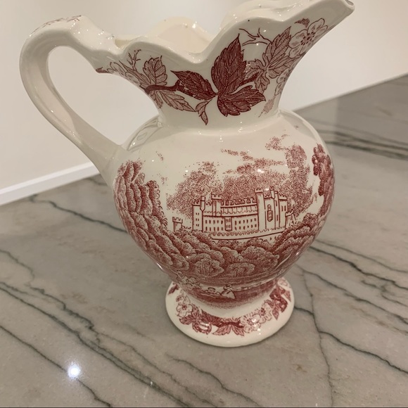 Vintage Johnson Bros Red Transferware Pitcher - Picture 4 of 10